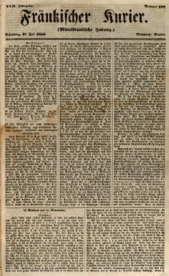 Fränkischer Kurier Mittwoch 17. Juli 1850