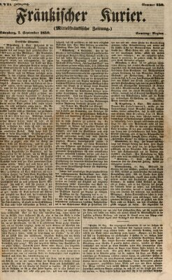 Fränkischer Kurier Samstag 7. September 1850