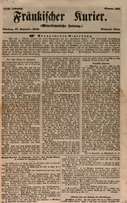 Fränkischer Kurier Mittwoch 18. September 1850