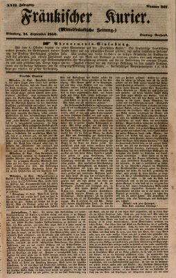 Fränkischer Kurier Dienstag 24. September 1850