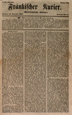 Fränkischer Kurier Samstag 28. September 1850