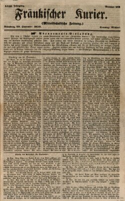 Fränkischer Kurier Sonntag 29. September 1850