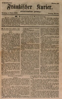 Fränkischer Kurier Samstag 5. Oktober 1850