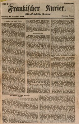 Fränkischer Kurier Samstag 16. November 1850