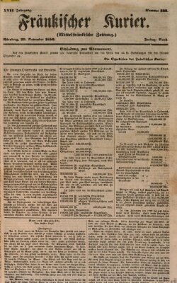 Fränkischer Kurier Freitag 29. November 1850