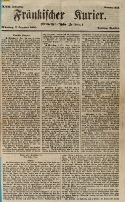 Fränkischer Kurier Samstag 7. Dezember 1850