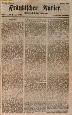 Fränkischer Kurier Donnerstag 12. Dezember 1850