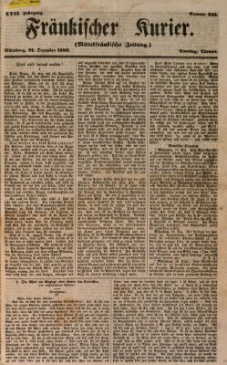 Fränkischer Kurier Samstag 21. Dezember 1850