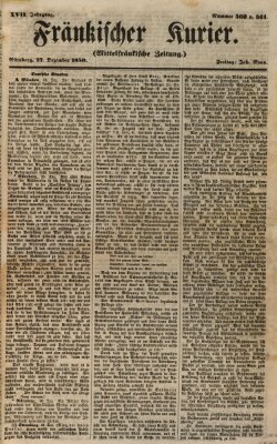 Fränkischer Kurier Freitag 27. Dezember 1850