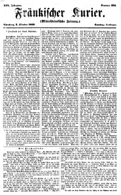 Fränkischer Kurier Samstag 2. Oktober 1852