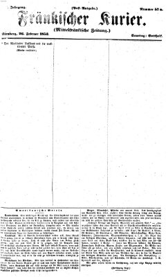 Fränkischer Kurier Samstag 26. Februar 1853