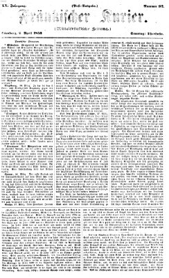 Fränkischer Kurier Samstag 2. April 1853