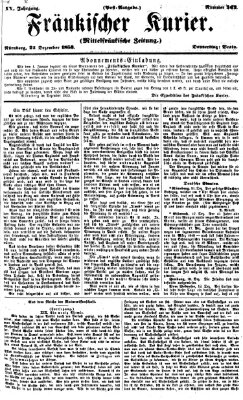 Fränkischer Kurier Donnerstag 22. Dezember 1853