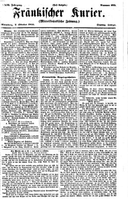 Fränkischer Kurier Dienstag 2. Oktober 1855