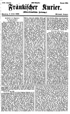 Fränkischer Kurier Mittwoch 1. Oktober 1856