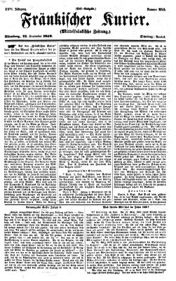 Fränkischer Kurier Dienstag 13. September 1859