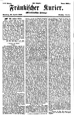 Fränkischer Kurier Samstag 31. Dezember 1859