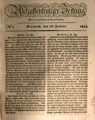 Aschaffenburger Zeitung Mittwoch 2. Januar 1822