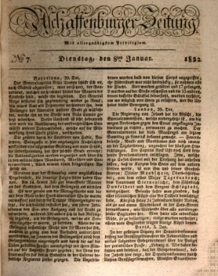 Aschaffenburger Zeitung Dienstag 8. Januar 1822