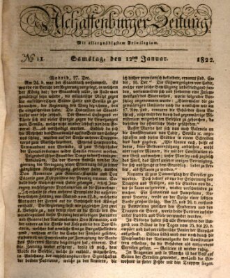 Aschaffenburger Zeitung Samstag 12. Januar 1822