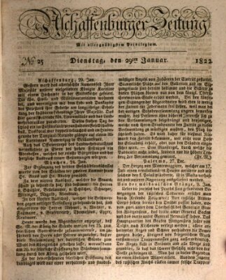 Aschaffenburger Zeitung Dienstag 29. Januar 1822