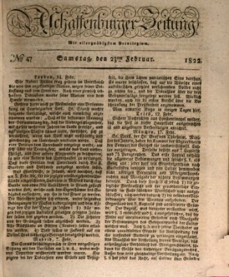 Aschaffenburger Zeitung Samstag 23. Februar 1822