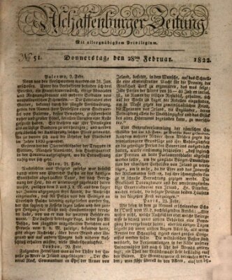 Aschaffenburger Zeitung Donnerstag 28. Februar 1822