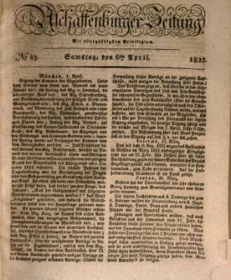 Aschaffenburger Zeitung Samstag 6. April 1822