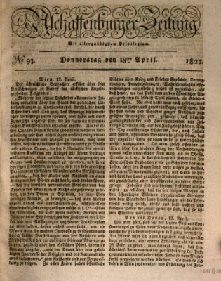 Aschaffenburger Zeitung Donnerstag 18. April 1822