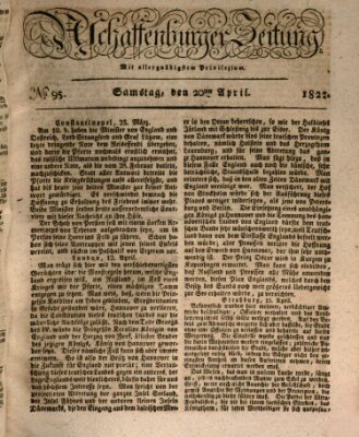 Aschaffenburger Zeitung Samstag 20. April 1822