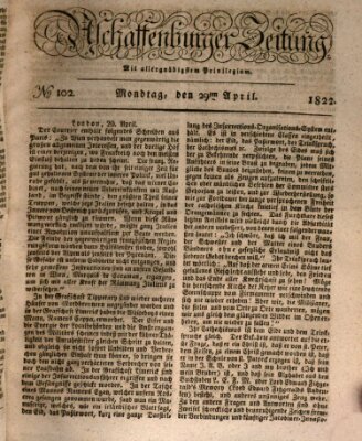 Aschaffenburger Zeitung Montag 29. April 1822