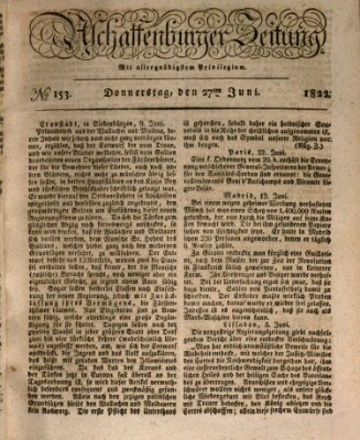 Aschaffenburger Zeitung Donnerstag 27. Juni 1822