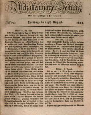 Aschaffenburger Zeitung Freitag 9. August 1822