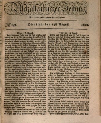 Aschaffenburger Zeitung Dienstag 13. August 1822