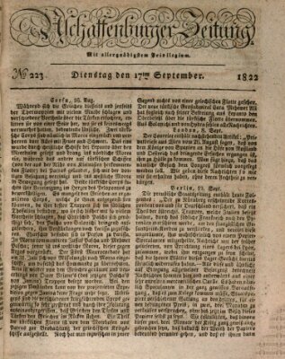 Aschaffenburger Zeitung Dienstag 17. September 1822