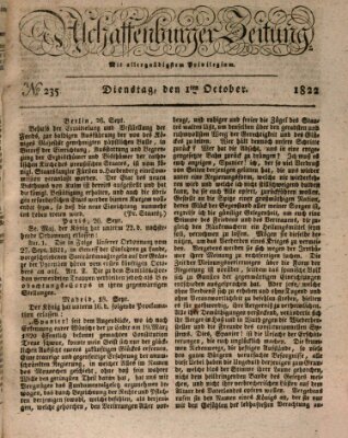 Aschaffenburger Zeitung Dienstag 1. Oktober 1822