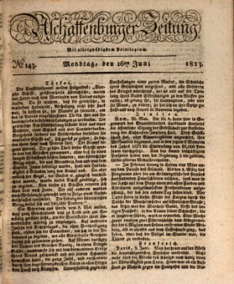 Aschaffenburger Zeitung Montag 16. Juni 1823