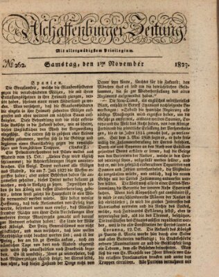 Aschaffenburger Zeitung Samstag 1. November 1823