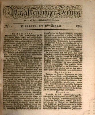 Aschaffenburger Zeitung Dienstag 13. Januar 1824