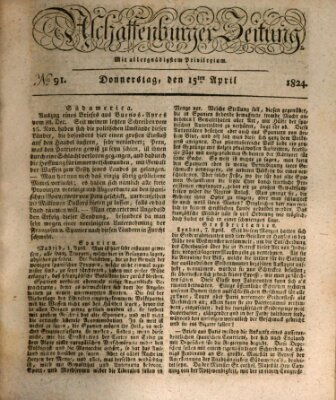 Aschaffenburger Zeitung Donnerstag 15. April 1824