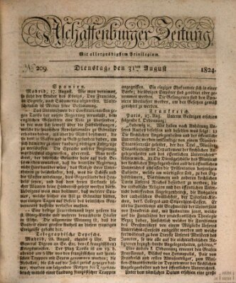 Aschaffenburger Zeitung Dienstag 31. August 1824