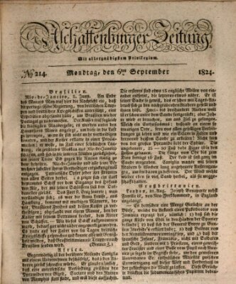 Aschaffenburger Zeitung Montag 6. September 1824