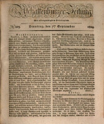 Aschaffenburger Zeitung Dienstag 7. September 1824