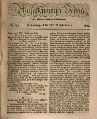 Aschaffenburger Zeitung Dienstag 28. September 1824