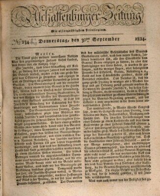 Aschaffenburger Zeitung Donnerstag 30. September 1824