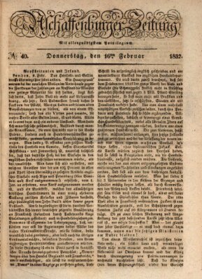 Aschaffenburger Zeitung Donnerstag 16. Februar 1832