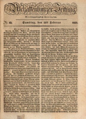 Aschaffenburger Zeitung Samstag 18. Februar 1832