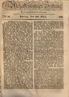 Aschaffenburger Zeitung Freitag 16. März 1832