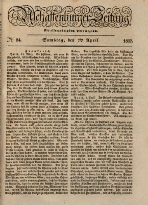 Aschaffenburger Zeitung Samstag 7. April 1832