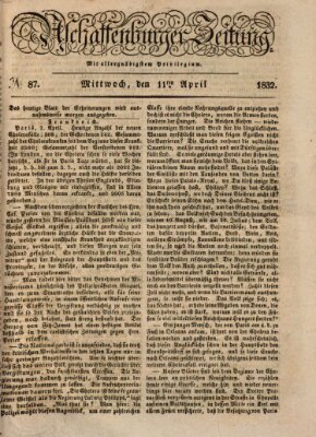 Aschaffenburger Zeitung Mittwoch 11. April 1832